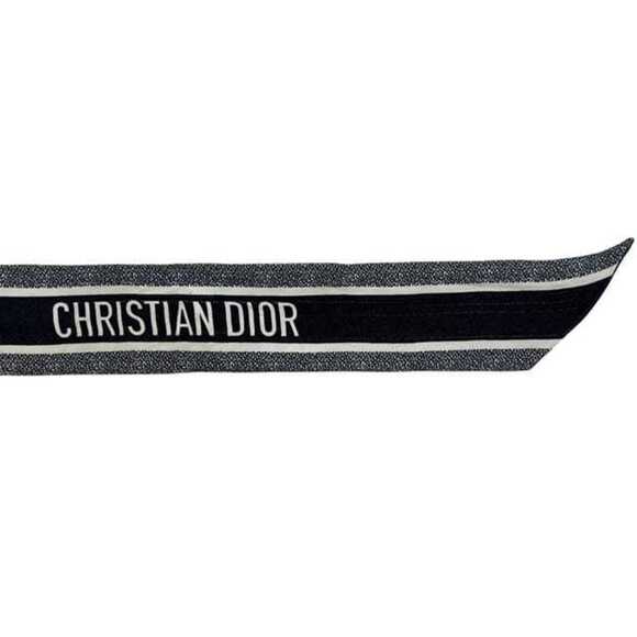 Christian Dior Ribbon Mitzah Scarf Muffler ec-25236 Navy Black Multicolor 700...
